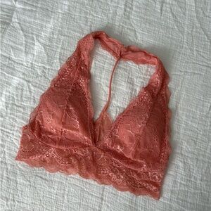 Lace Halter Bralette - Pink